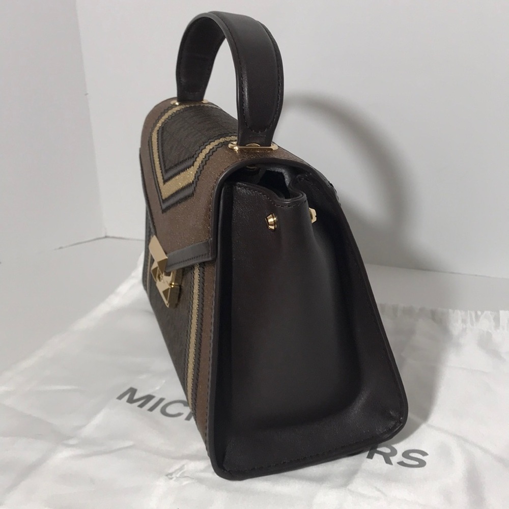 Michael Kors Whitney brown pale gold satchel bag - Picture 4 of 12